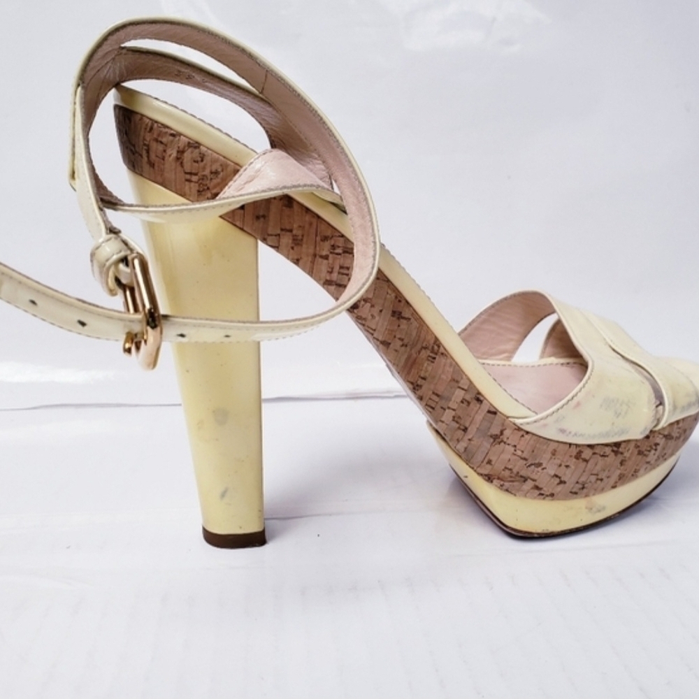 PRADA Canary Yellow Cork Platform Heels Women's EU 39.5 US Size 9 (GUC) - Picture 5 of 12